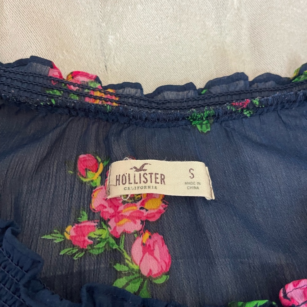 Hollister Navy Floral Blouse